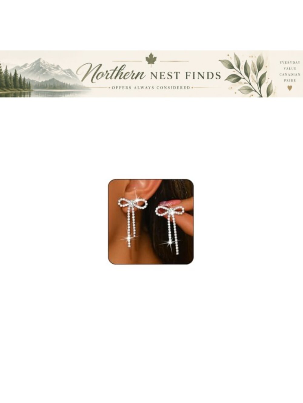 Rhinestone Bow Dangle Earrings Cubic Zirconia Wedding Party Drop